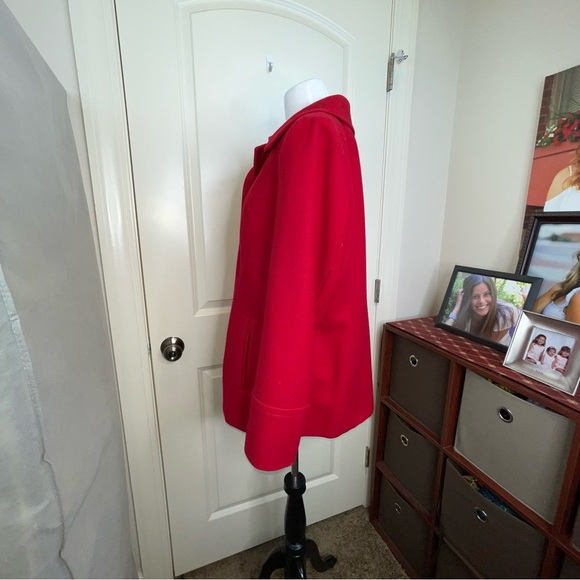 London Fog Red Wool Blend Pea Coat Single Button L - Picture 9 of 17